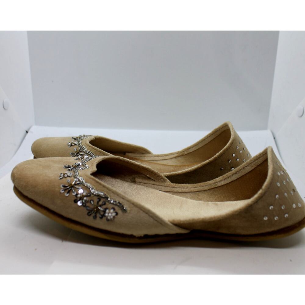 Fuchsia Tan Beaded Ballet Flats (read for size - 9?)